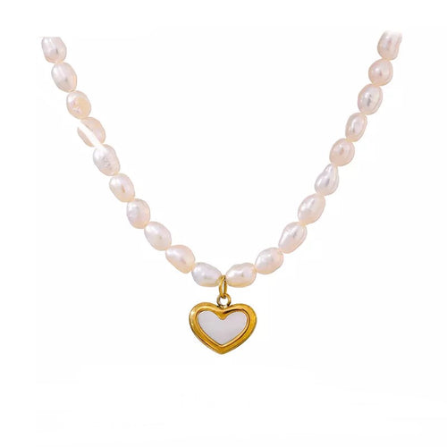 Organic Pearl Heart Necklace | 18k Gold Plated