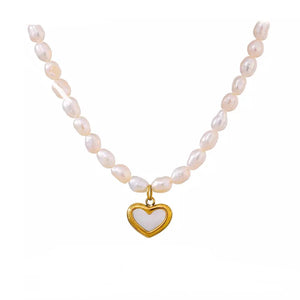 Organic Pearl Heart Necklace | 18k Gold Plated